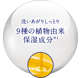 洗いあがりしっとり9種の植物由来保湿成分※1