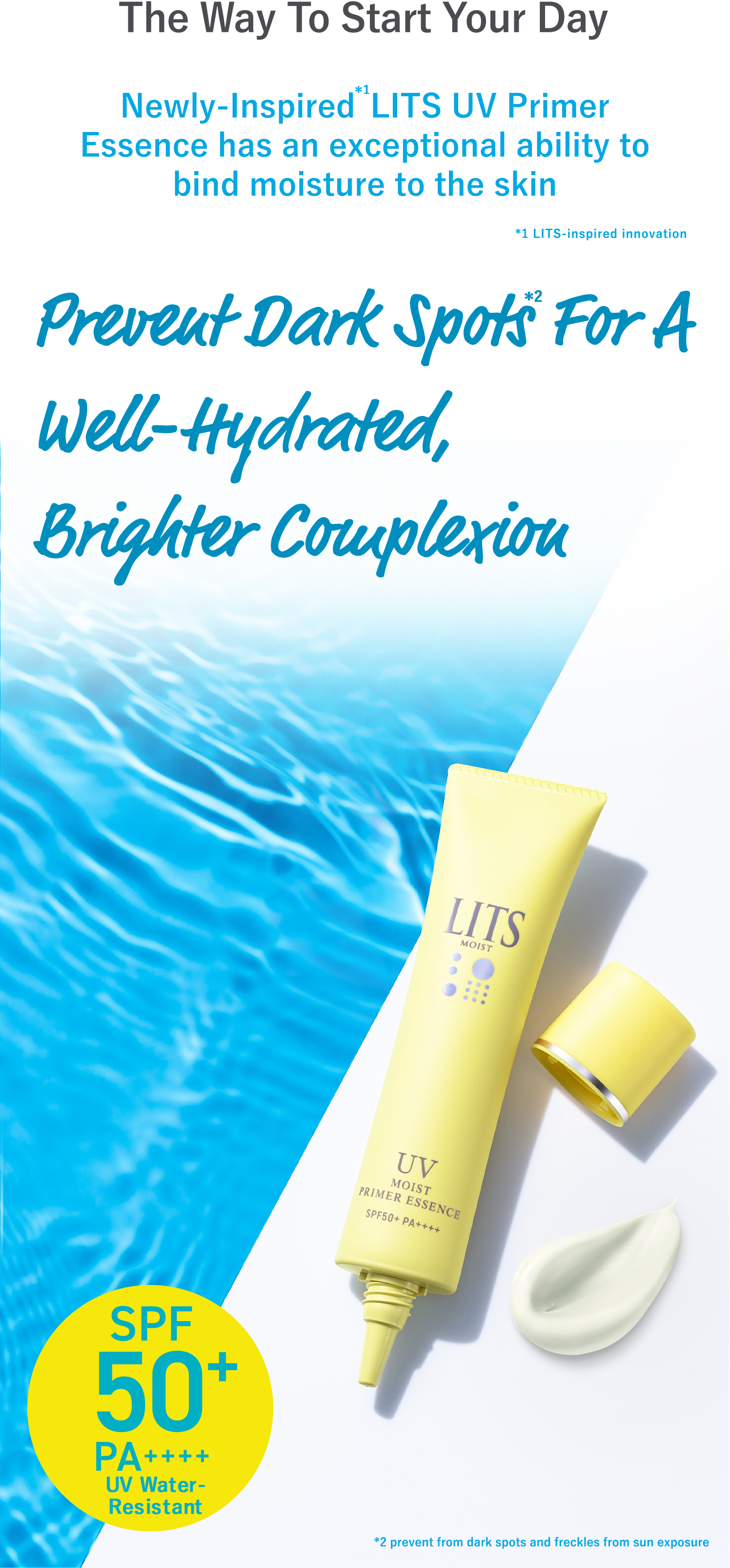 Newly-Inspired*1 LITS UV Primer Essence has an exceptional ability to bind moisture to the skin