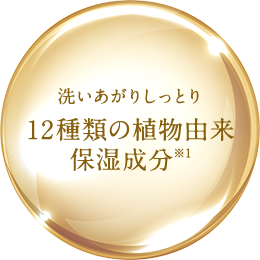 洗いあがりしっとり12種類の植物由来保湿成分※1