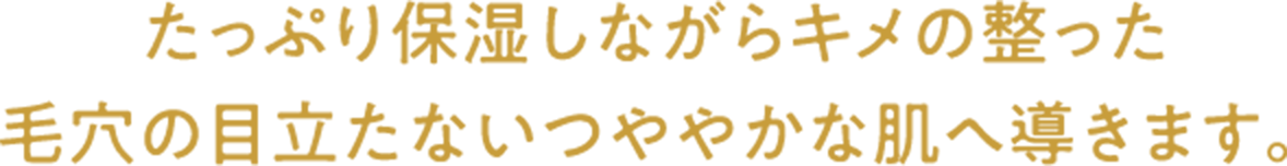 たっぷり保湿しながらキメの整った毛穴の目立たないつややかな肌へ導きます。